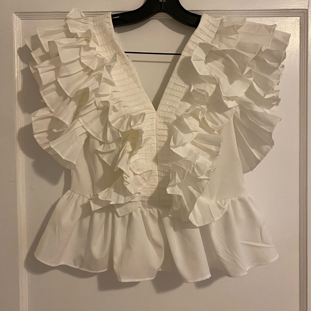 Ashore Shop White Ruffle Blouse